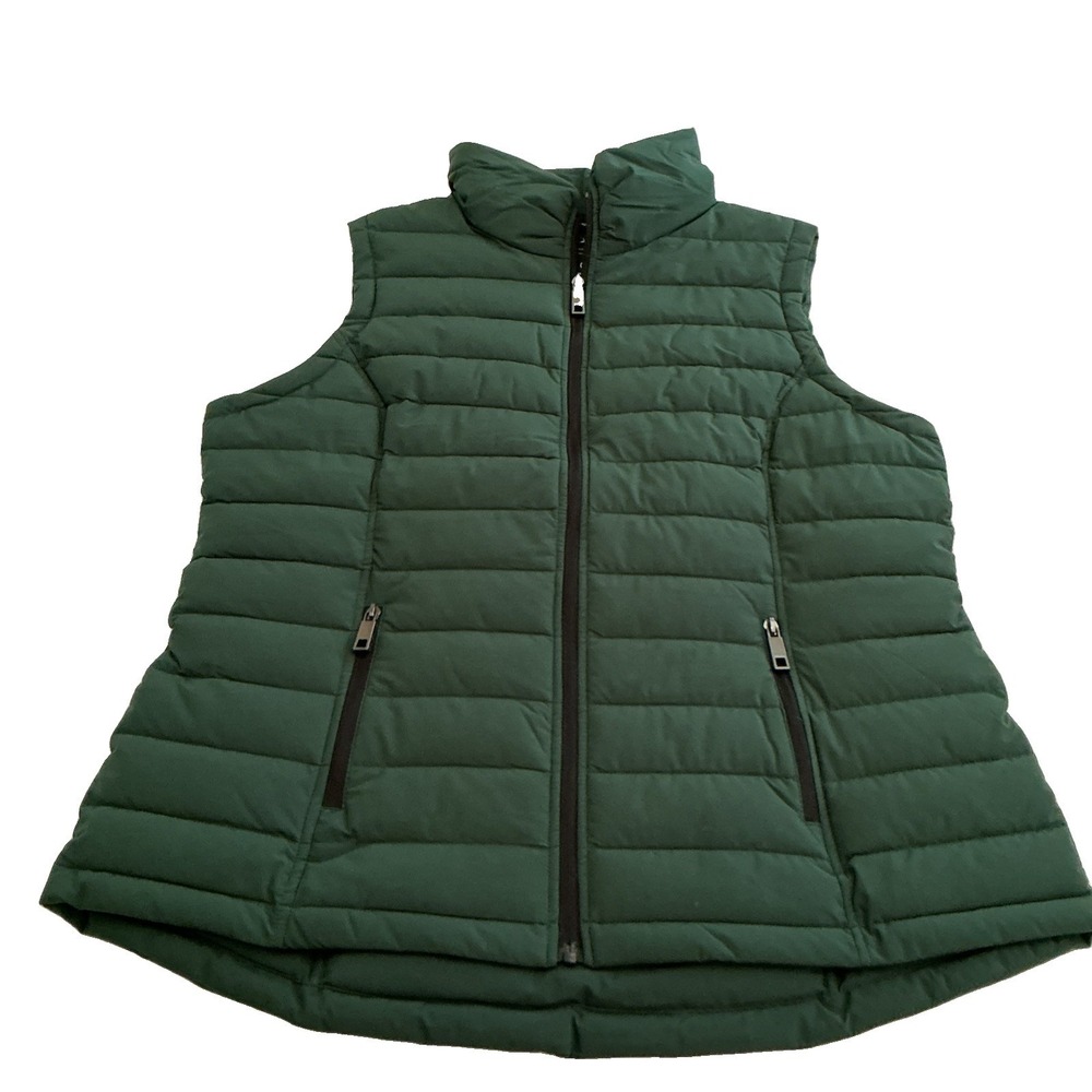 Nautica Lightweight Water Resistant Green Front Zip Puffer Vest Women's XL